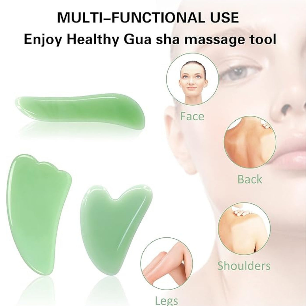 Natural Jade Gua Sha Board Massager Tool For Facial and Body Care