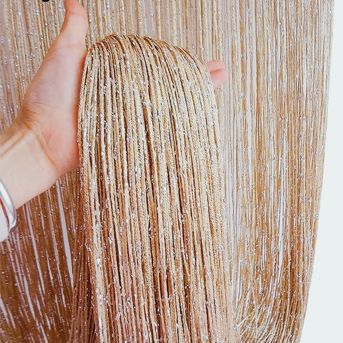 Tassel Decoration String Curtain Panels Fly Screen Room Divider Champagne