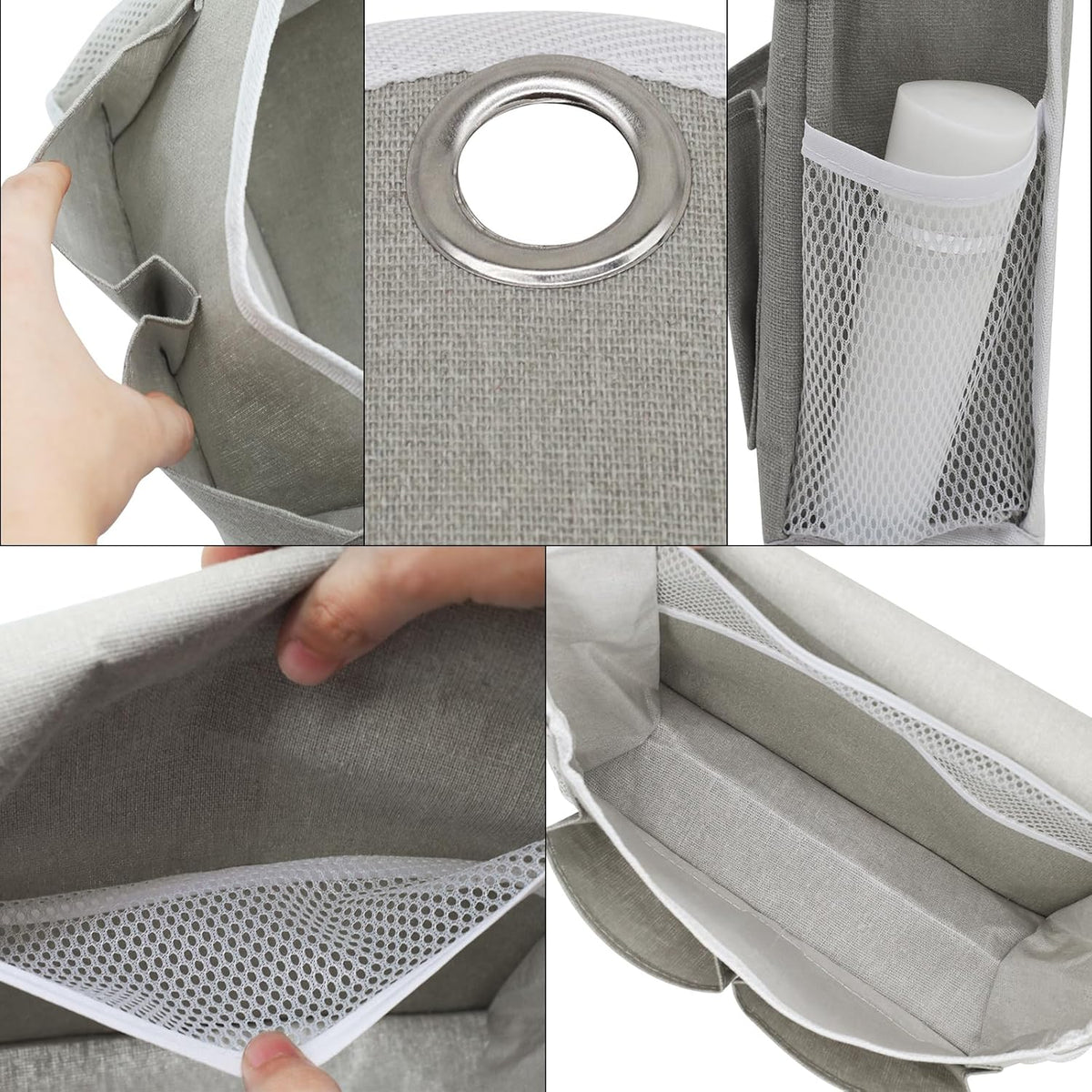 Pouch Book Holder Phone Pocket Home Organiser Wall Hanging Storage Bag Hook Grey