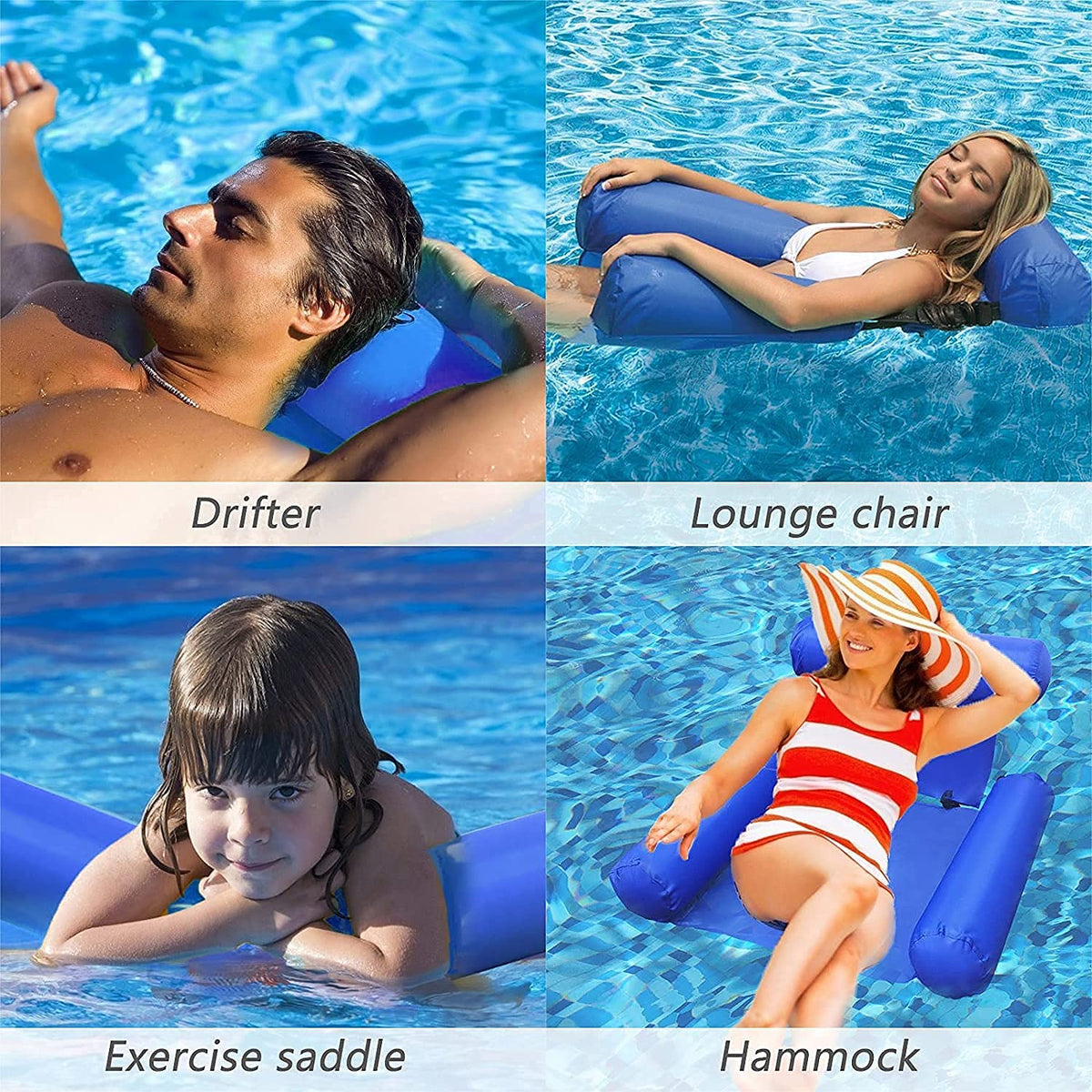 Pool Lounge Bed Sea Beach Swim Chair Inflatable Floating Water Hammock Float