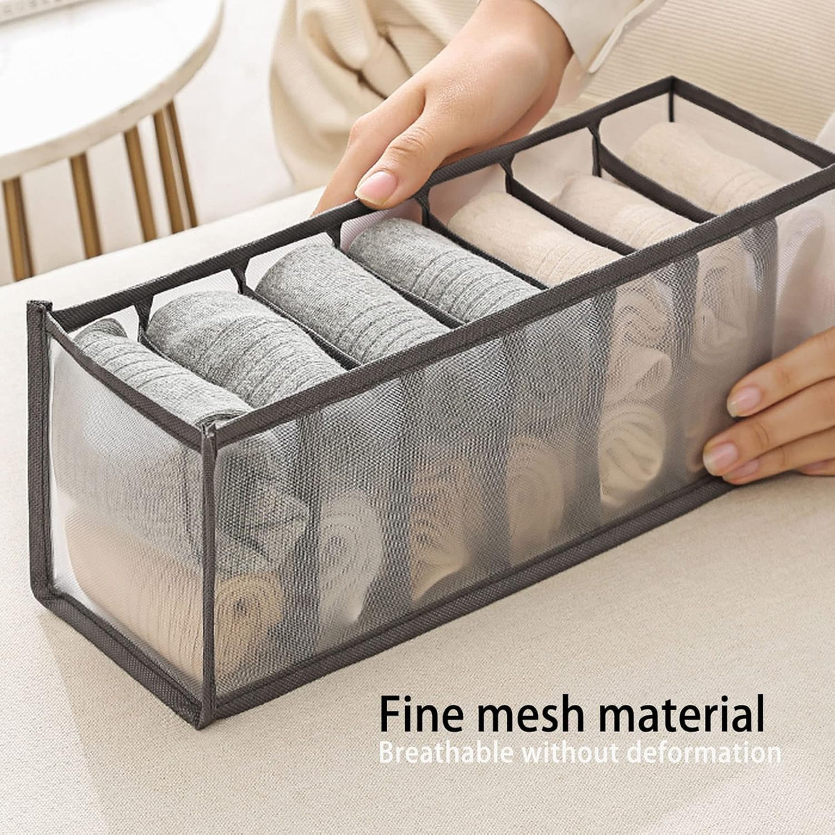 Foldable Drawer Organizer Box Mesh Storage Bag Clothes Underpants Grey