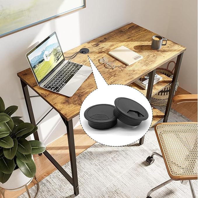 12PCS Surface Port Wire Hole Cover Computer Desk Table Grommet Cable Black
