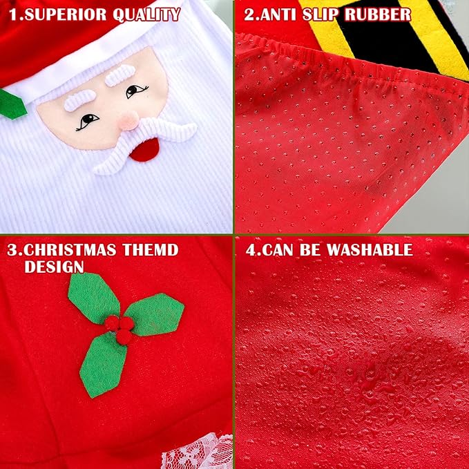 Christmas Home Decor Santa Toilet Seat Cover Rug Bathroom Set Decoration