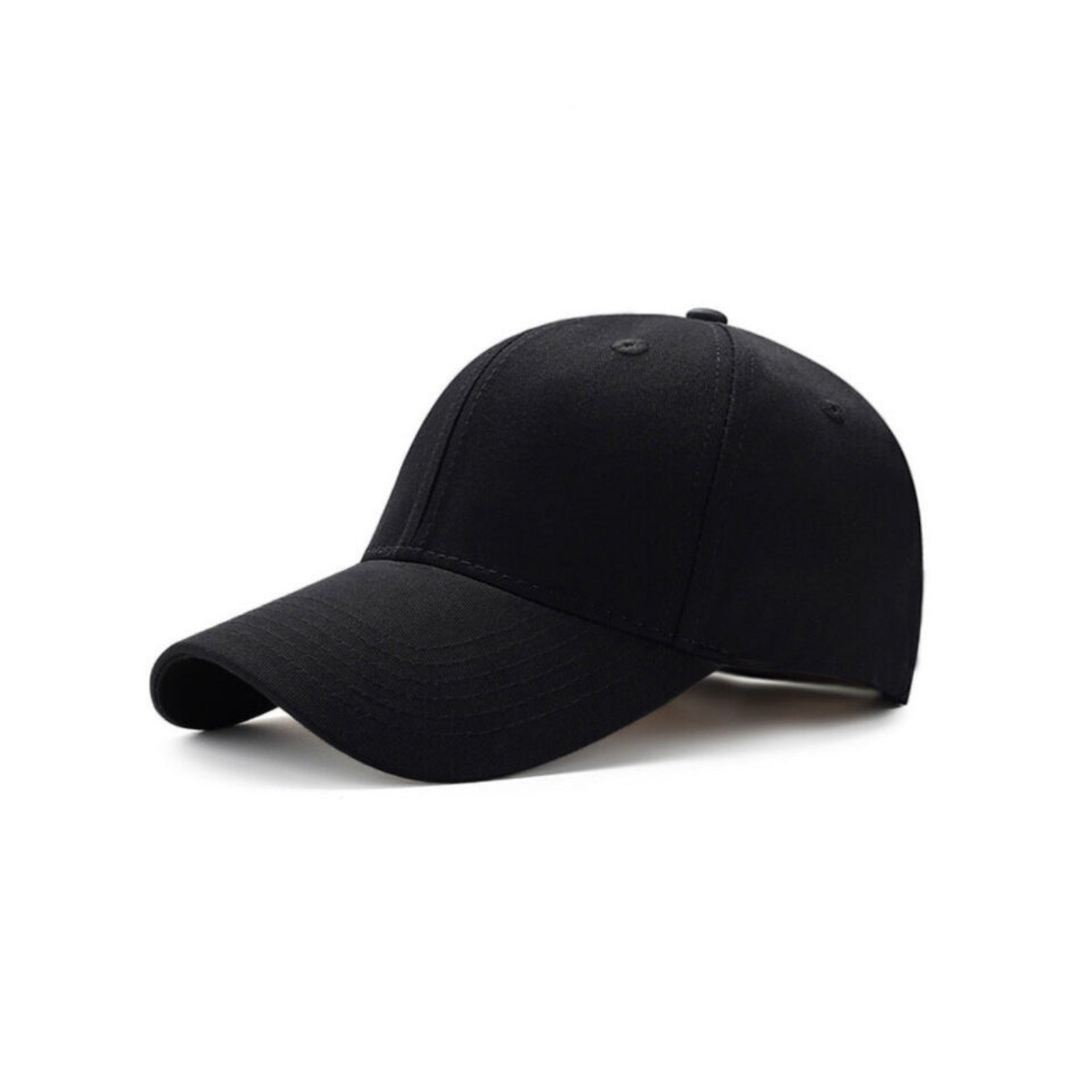 Black Trucker Cap Adjustable Baseball Hat Unisex Plain Hip Hop Perma Curve