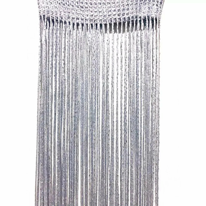 Tassel Decoration String Curtain Fly Screen Room Divider Silver-Grey