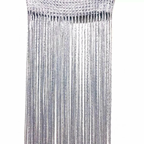 Tassel Decoration String Curtain Fly Screen Room Divider Silver-Grey