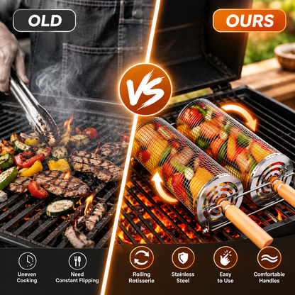 RollGrill™ Rolling BBQ Basket Set