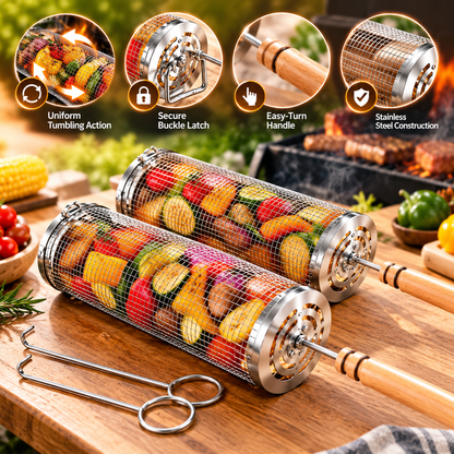RollGrill™ Rolling BBQ Basket Set