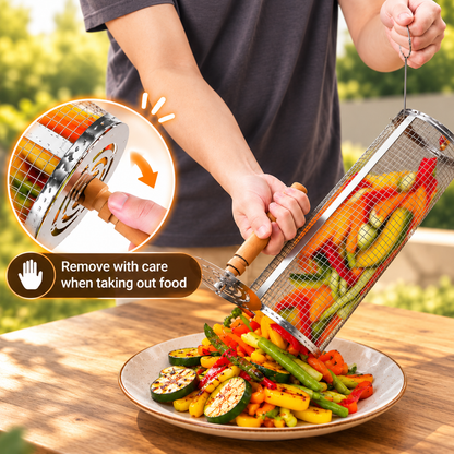 RollGrill™ Rolling BBQ Basket Set