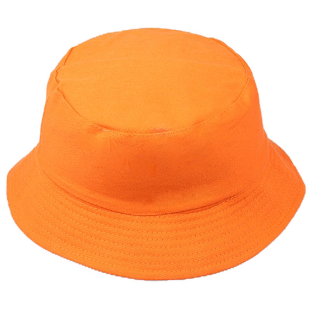 Unisex Cotton Cap Women Men Sun Bucket Hat Fishing Hiking Camping Outdoor Orange