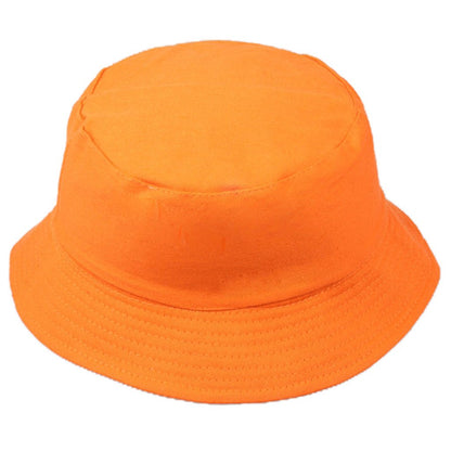 Unisex Cotton Cap Women Men Sun Bucket Hat Fishing Hiking Camping Outdoor Orange