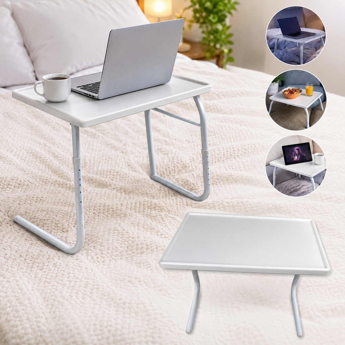 Portable Folding Desk Foldable Table Laptop Adjustable Bed Mate TV Dinner