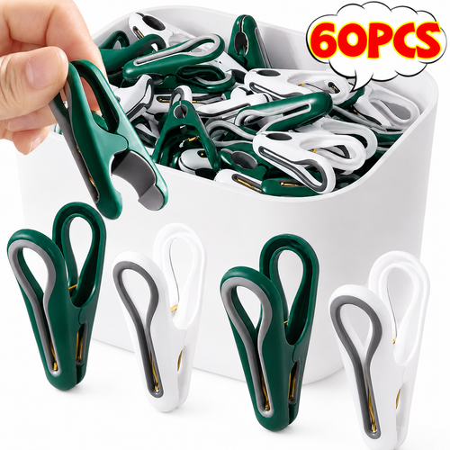 60PCS Clothes Pegs Laundry Clips Traceless Socks Hanging Clamp Set