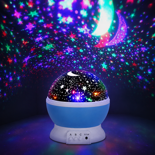 Rotating Lamp Starry Baby Gift Kids Room LED Night Light Star Galaxy Blue