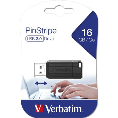 Verbatim PinStripe 16 GB USB 2.0 Type A Flash Drive Black