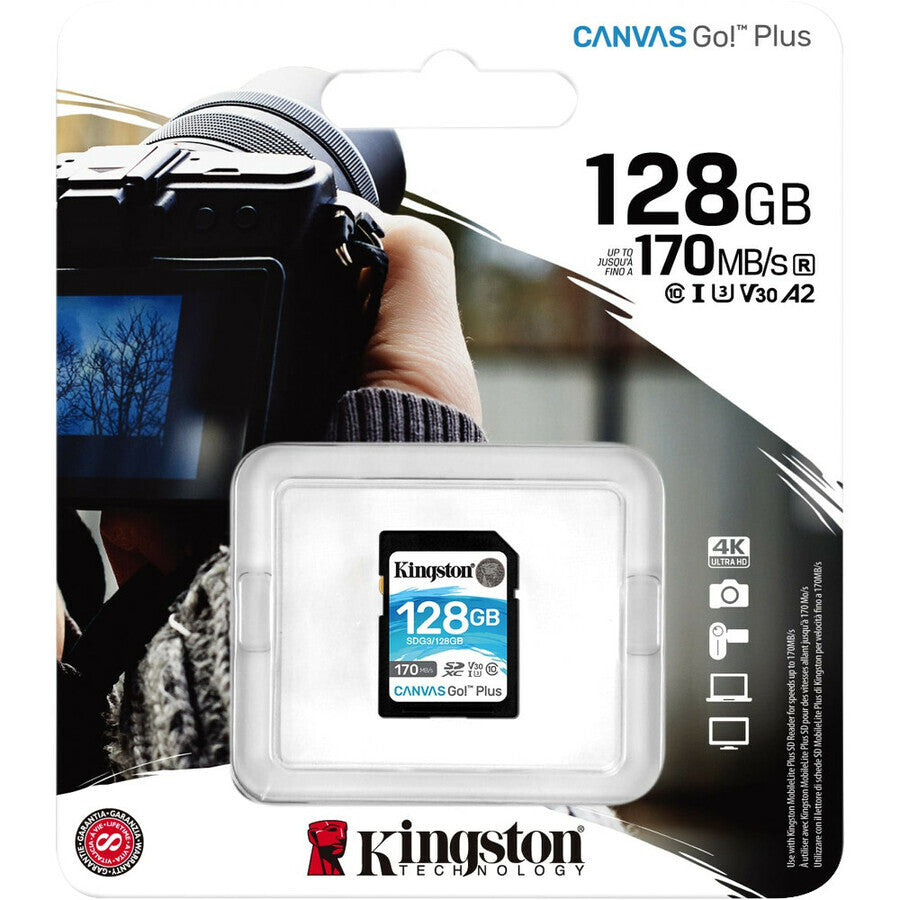 Kingston Canvas Go! Plus SDG3 128 GB Class 10/UHS-I (U3) SDXC 170 MB/s Read