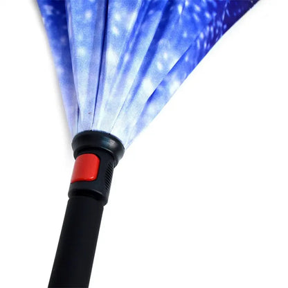Windproof Double Layer Umbrella Reverse C-handle Upside Down Inverted Starry Sky