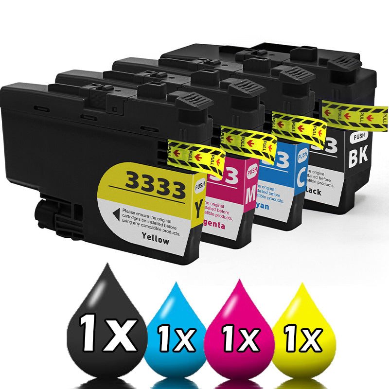 Brother LC-3333 Compatible Ink Cartridge High Yield Combo 4 Pack