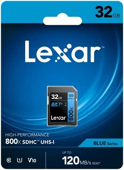 SD Card Lexar 32GB Professional High-Performance 800x SDHC UHS-I DSLR Cameras