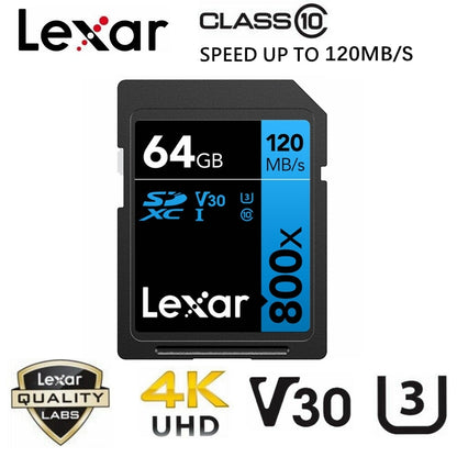 SD Card Lexar 64GB Professional High-Performance 800x SDXC UHS-I DSLR Cameras