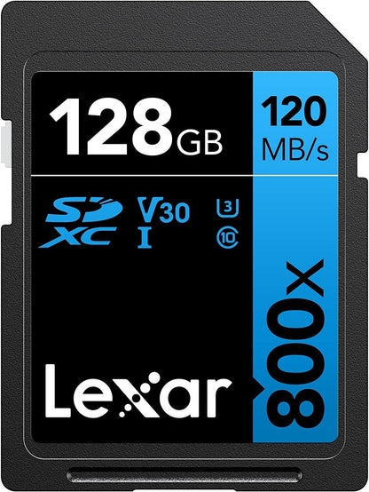 SD Card Lexar 128GB Professional High-Performance 800x SDXC UHS-I DSLR Cameras