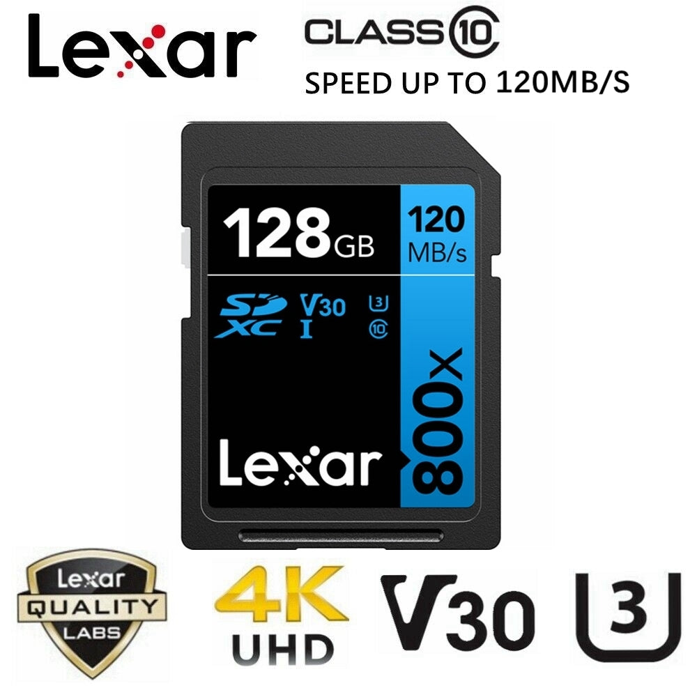 SD Card Lexar 128GB Professional High-Performance 800x SDXC UHS-I DSLR Cameras