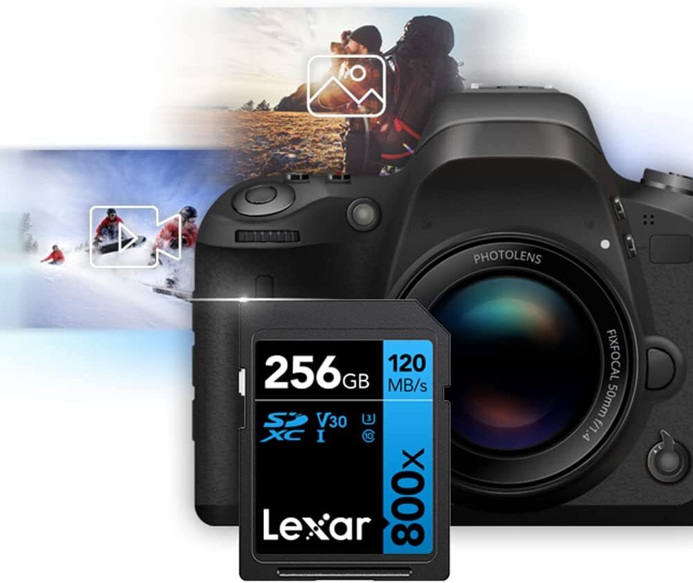 SD Card Lexar 256GB Professional High-Performance 800x SDXC UHS-I DSLR Cameras