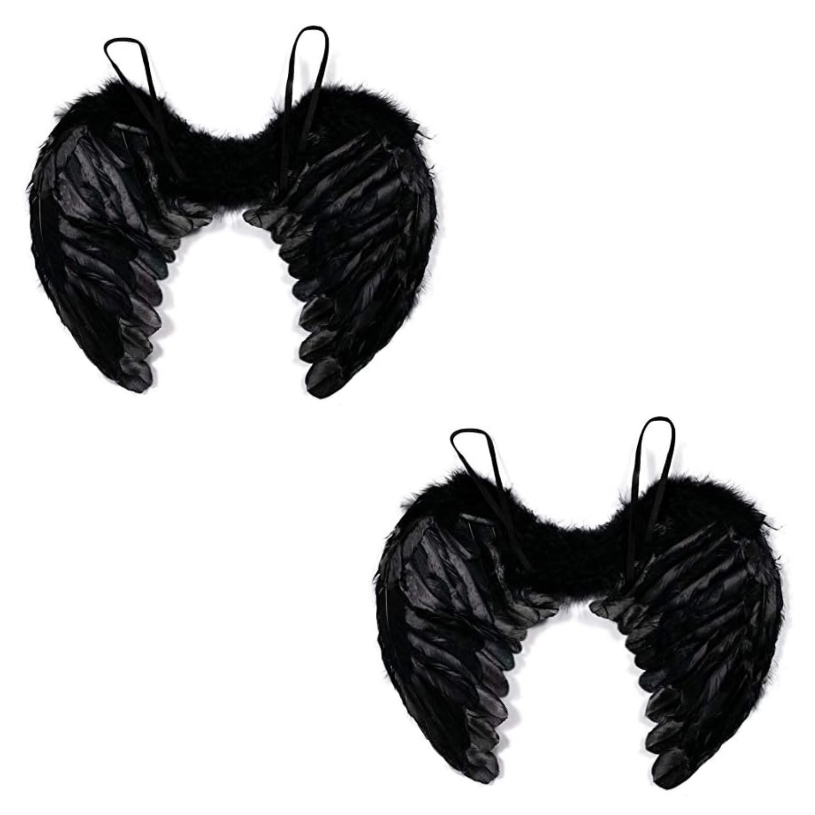 2x Small Black Angel Feather Wings Fairy Fancy Dress Halloween Children Adult