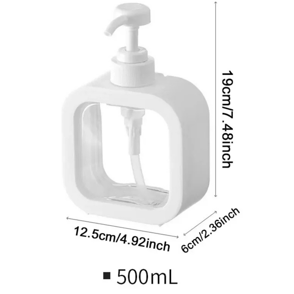 500mL Square Plastic Pump Bottle  Liquid Shampoo Soap Dispenser Hand Wash