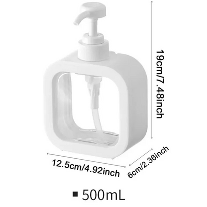 500mL Square Plastic Pump Bottle  Liquid Shampoo Soap Dispenser Hand Wash