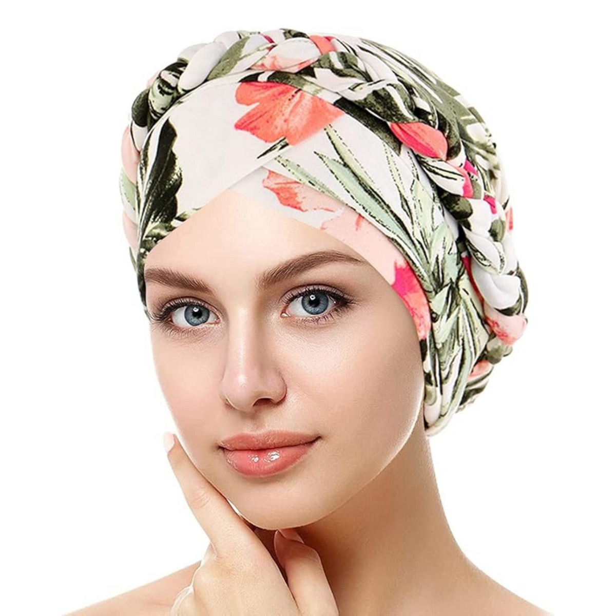 Muslim Hair Scarf Turban Head Wrap Women's Floral Chemo Cap Cancer Hat Beige
