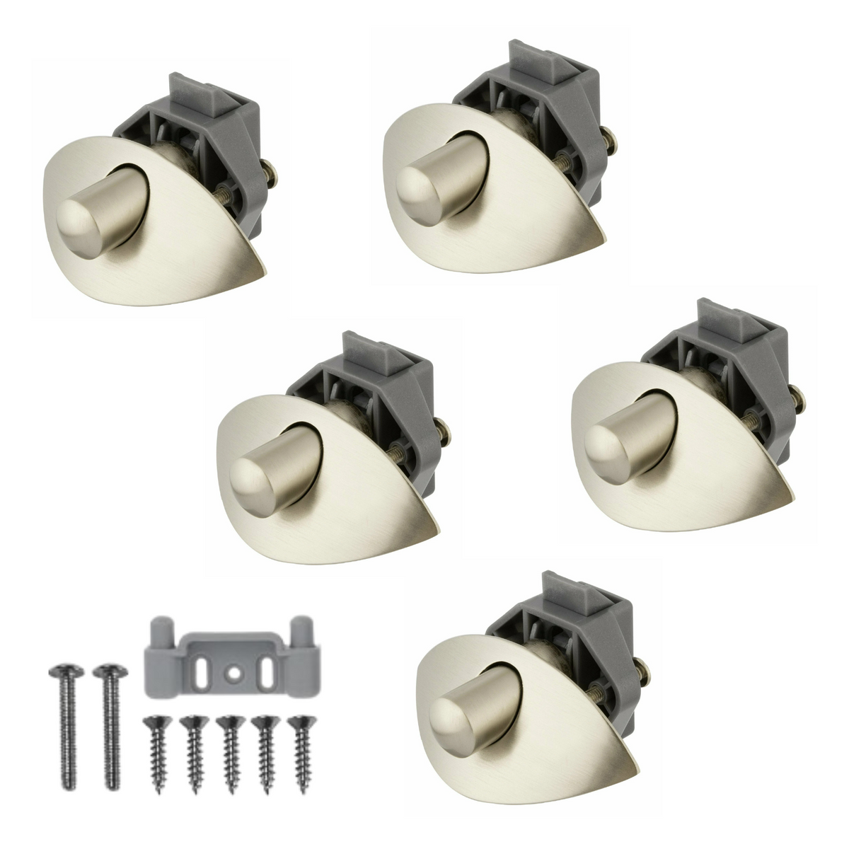 5x RV Cupboard Drawer Zinc Alloy Push Lock Latch Knob Half Moon Handle Caravan