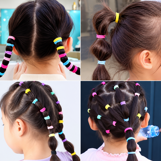 100x Snagless Ponytail School Bubbles Elastic Band Hair Ties Various Colours