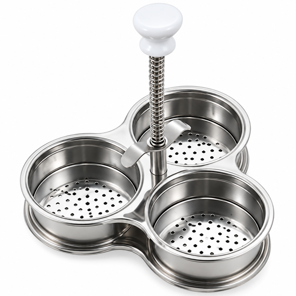 Egg Boiler Cooking Mold Egg Poacher-Poaching Pan Steamer 3 Cell Stainless Steel