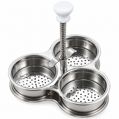 Egg Boiler Cooking Mold Egg Poacher-Poaching Pan Steamer 3 Cell Stainless Steel
