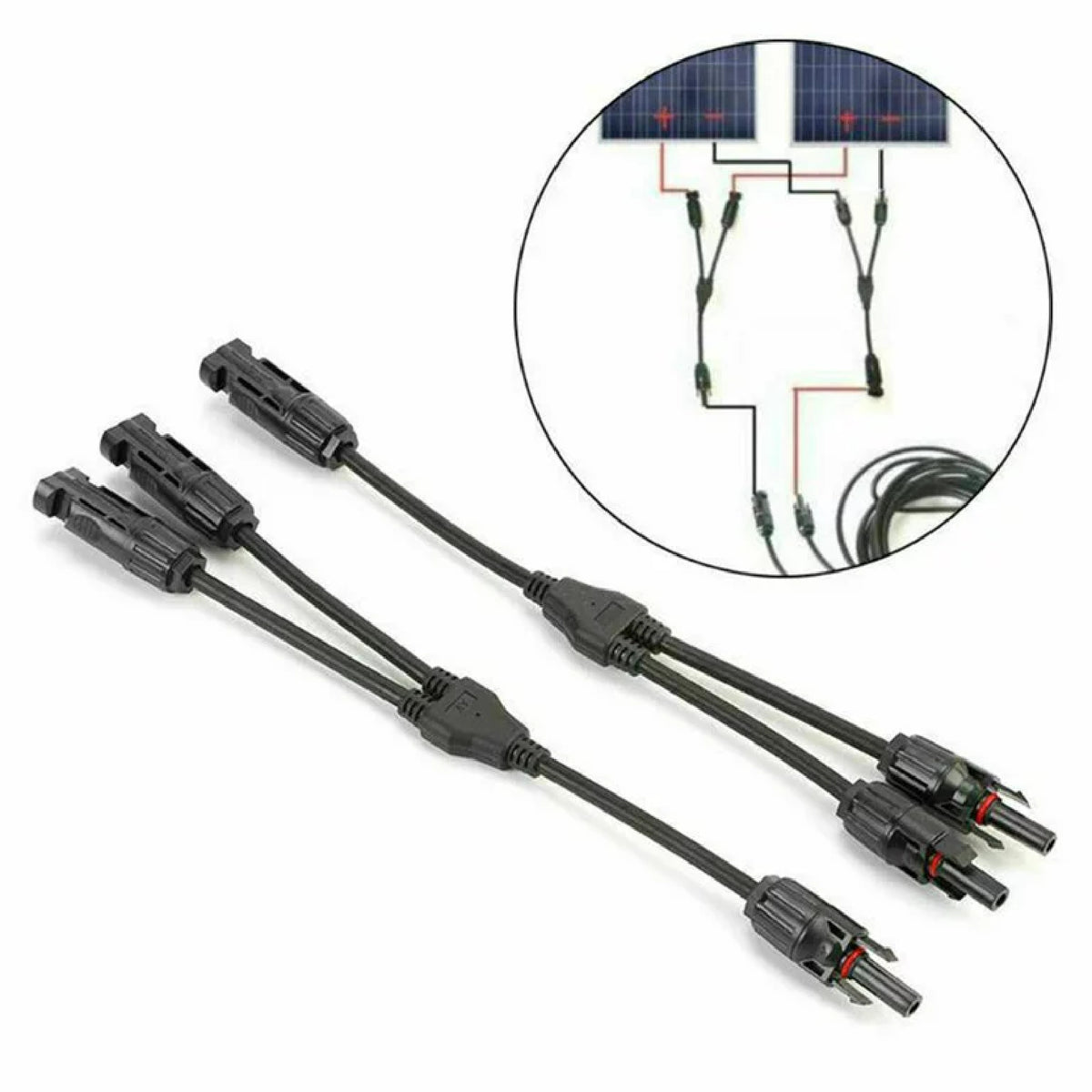 Solar Panel Splitter Cable 1 Pair Y Connector PV Inline Plug 2 Way Adapter