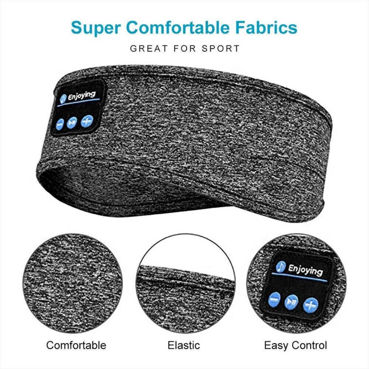 Bluetooth Sleep Headphones Eye Mask Wireless Stereo Music Headband Grey