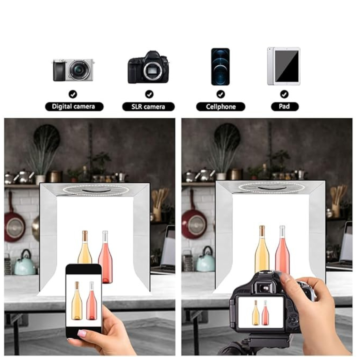 Photography LED Light Box 40cm Portable Photo Studio Lighting Kit Setup