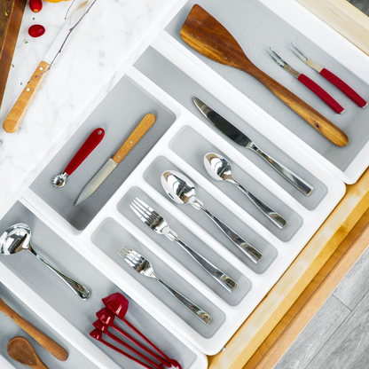 Kitchen Drawer Cutlery Organiser 6 Compartment Storage Tray for Utensils