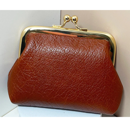 Small Leather Cosmetic Bag Women Travel Makeup Pouch Dark Brown
