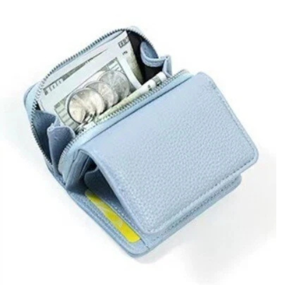 Genuine Leather Coin Wallet Small Large Capacity Purse Blue