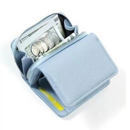 Genuine Leather Coin Wallet Small Large Capacity Purse Blue