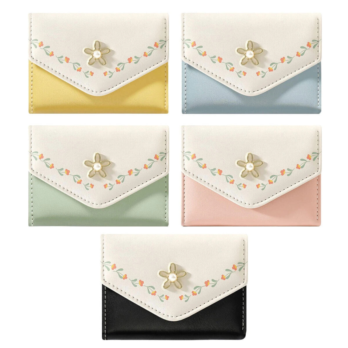 5X Women Small Wallet Tri-Fold Cash Holder Card Organiser Coin Purse