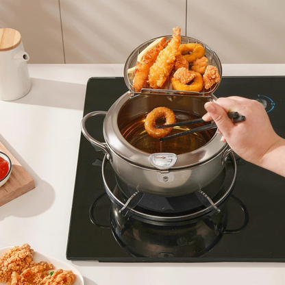 Tempura Fryer Pan Japanese Deep Frying Pot with Thermometer