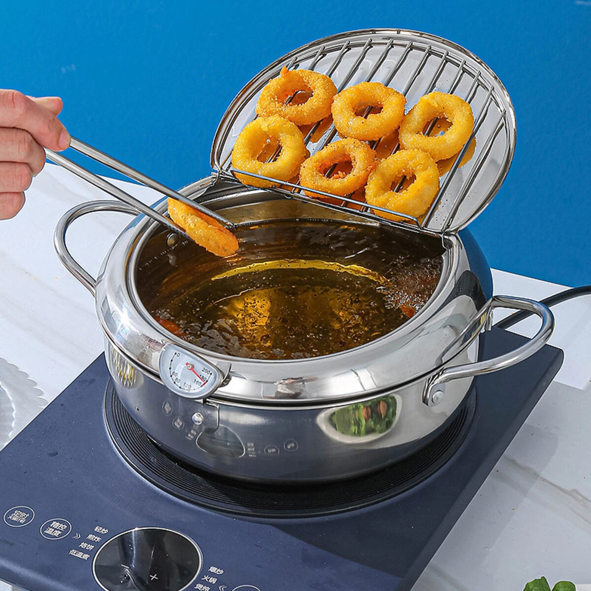 Tempura Fryer Pan Japanese Deep Frying Pot with Thermometer