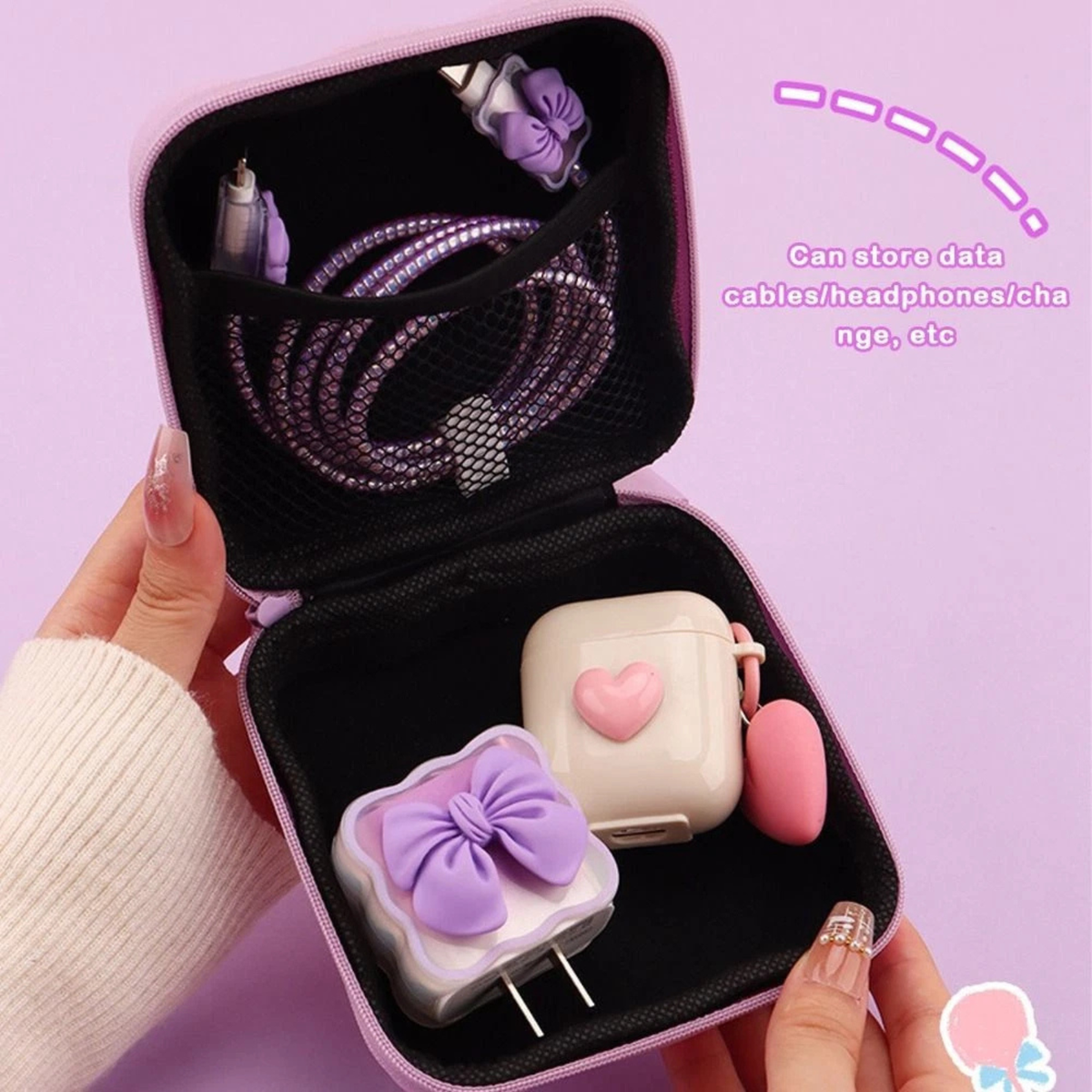 PU Portable Storage Bag Makeup Travel Compact Organiser Pouch Purple