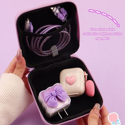 PU Portable Storage Bag Makeup Travel Compact Organiser Pouch Purple