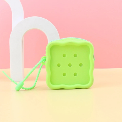 Coin Purses Silicone Change Pouch Items Storage with Holes Green