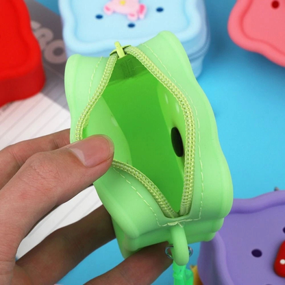 Coin Purses Silicone Change Pouch Items Storage with Holes Green