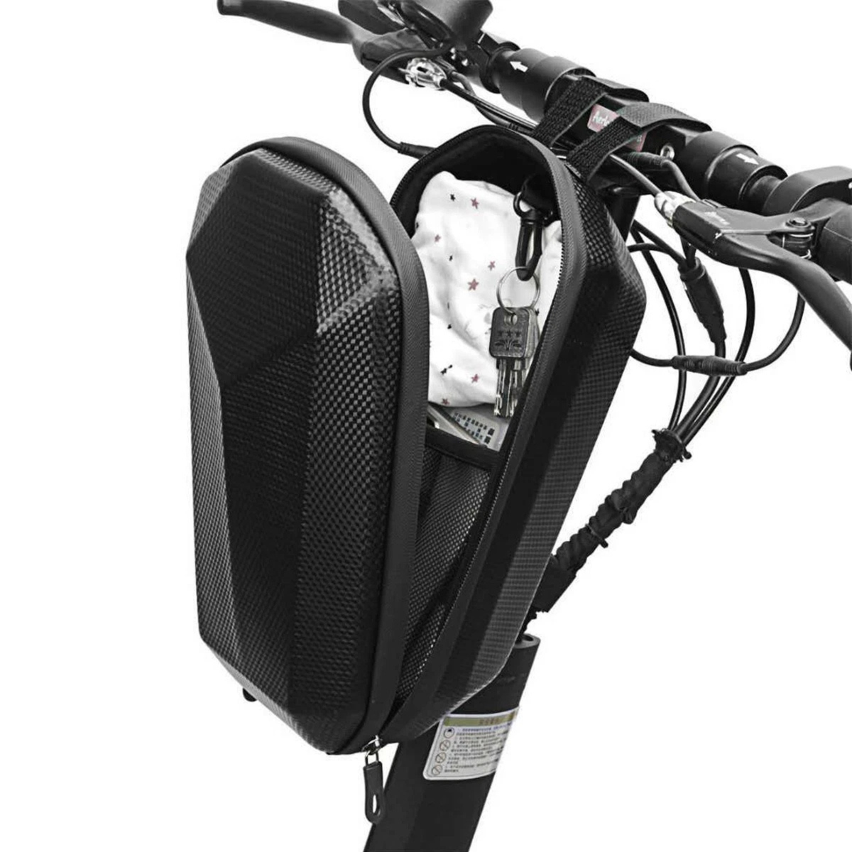 Electric Scooter Large Hard Shell Bag Front Storage Pouch Black